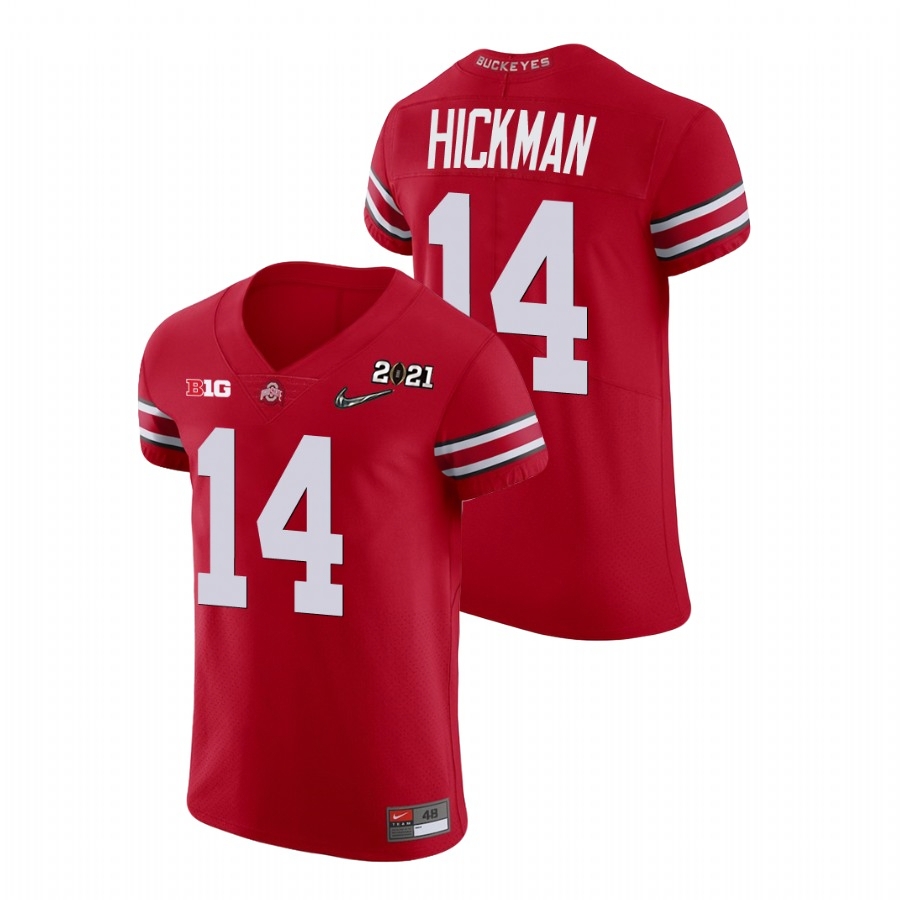 Ohio State Buckeyes Men's NCAA Ronnie Hickman #14 Scarlet Champions 2021 National Playoff College Football Jersey CIL2749UW